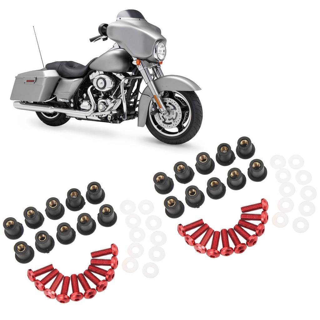 M5 Motorcycle S Nuts Gaskets Set Aluminum Alloy Rubber Replacement for