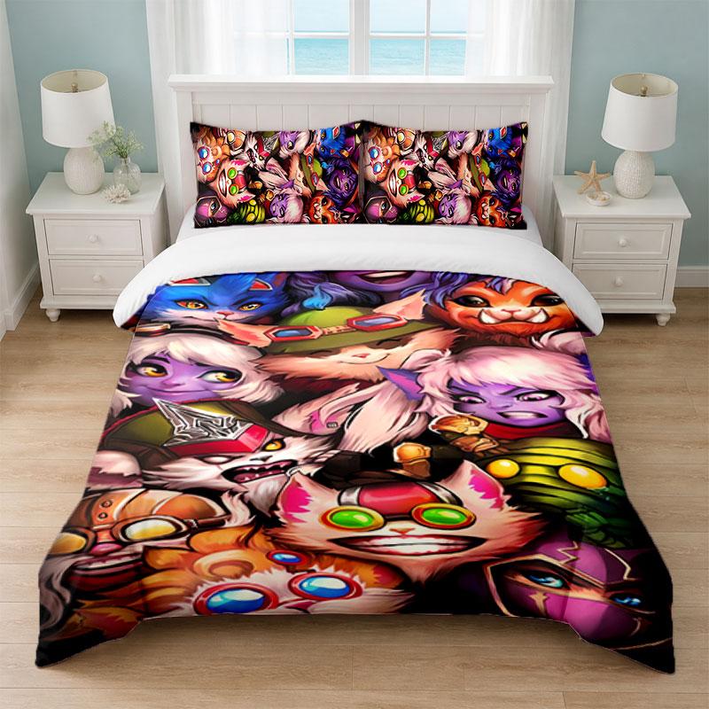 League of Legends Bedroom 3Pcs Bedding Set Soft Bed Sheet Pillowcases Home Bedding Decoration