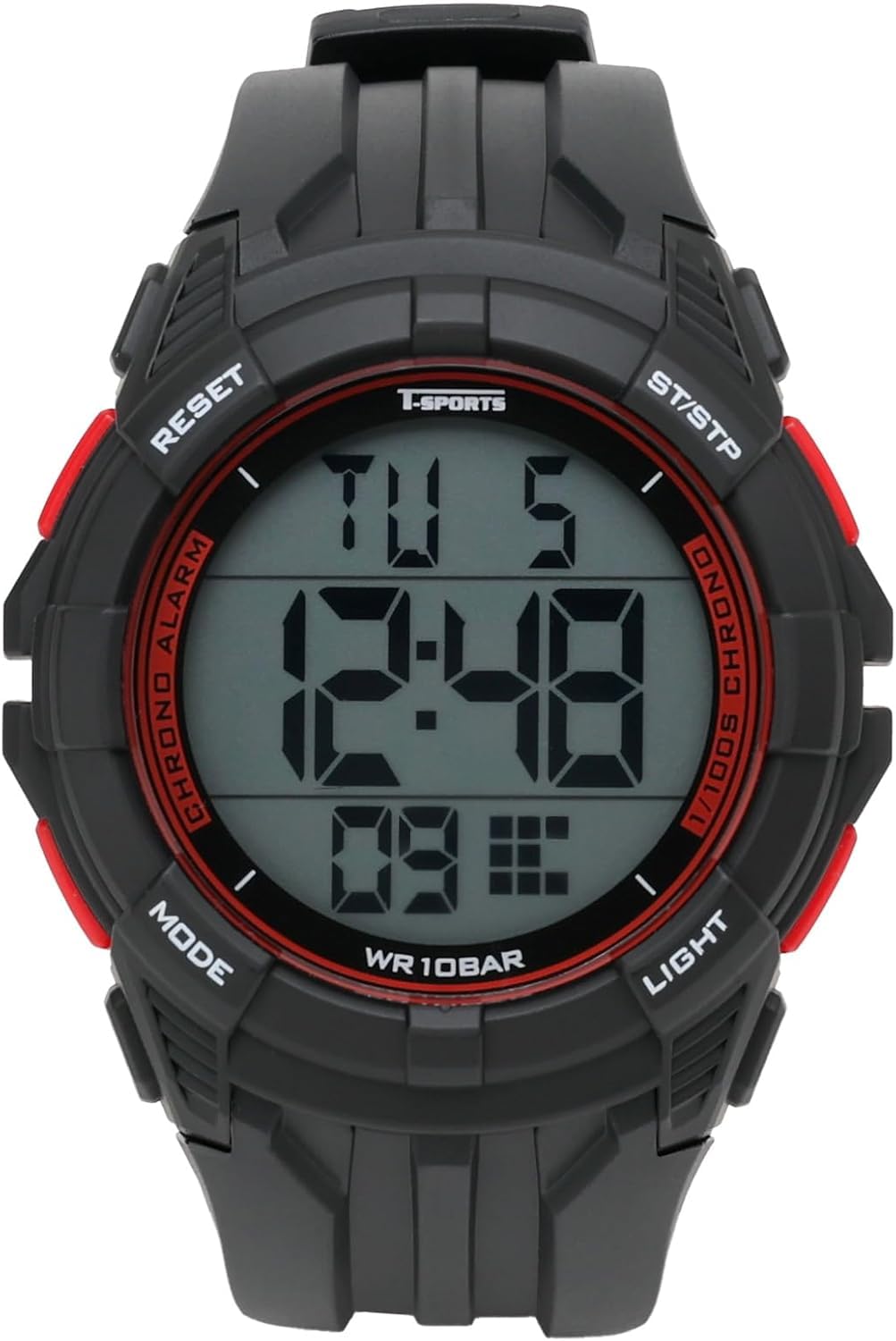 

Digital Day of the Week Urethane Black [Clefa] Watch, Waterproof, Backlight, Date, Display, Strap, TS-D317-RD, Men s, червоний