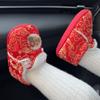 Chinese New Year Tiger Head Baby Shoes - First Birthday, Red & Warm for Winter Visits, Tang Suit Style