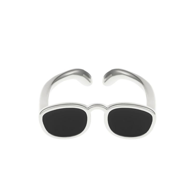 Mini Between-fingers Glasses Ring Female Personality Creative Opening Adjustable Index Finger Ring Couple Ring Tide