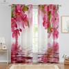 Set Of 2 Window Curtains Flowers Water Printing Kitchen Bedroom Study Living Room Decorative Curtain For Made Polyester