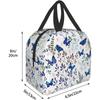 Izolovaná taška na oběd s motýlem s přední kapsou Opakovaně použitelná chladicí taška tote se zipem pro kempování, turistiku, piknik, pláž, cestování, práci