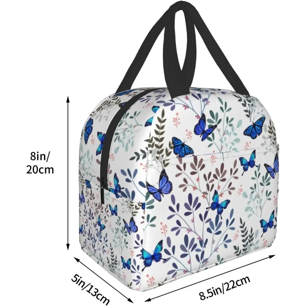 Izolovaná taška na oběd s motýlem s přední kapsou Opakovaně použitelná chladicí taška tote se zipem pro kempování, turistiku, piknik, pláž, cestování, práci