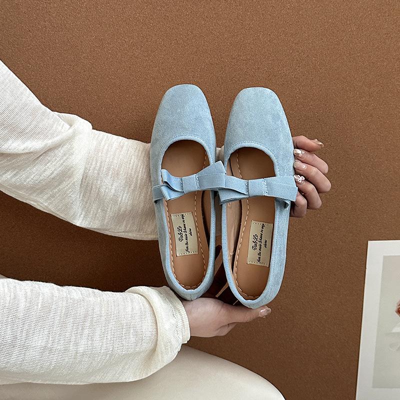 French Fairy Bow Shallow Mouth Women's Shoes 2025 Summer New Simple Temperament Versatile Evening Ballet Shoes