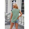 Summer Women's T-shirt Crew-neck Patchwork Leopard Pocket Short Sleeve Casual T-shirt Top