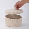 Panier de rangement rond en corde de coton avec couvercle - Organisateur polyvalent pour snacks, œufs et articles divers