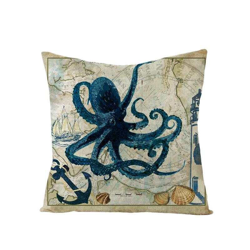 Home Marine Life Polyester Printed Pillow Case Combination Car Pillow Cushion Cover