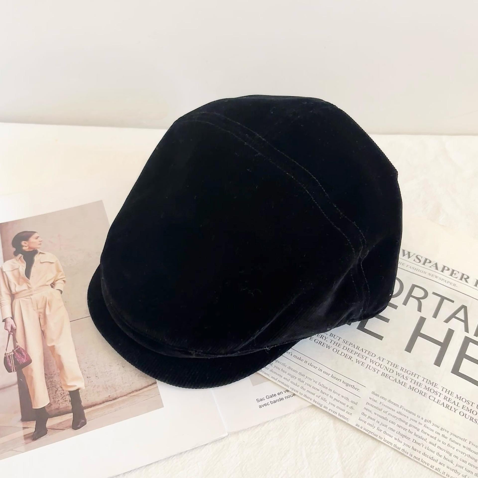 

Осень и зима новый облик маленький берет модный легкий борт ретро мода вельвет универсальный вперед шляпа дети M（56-58cm）