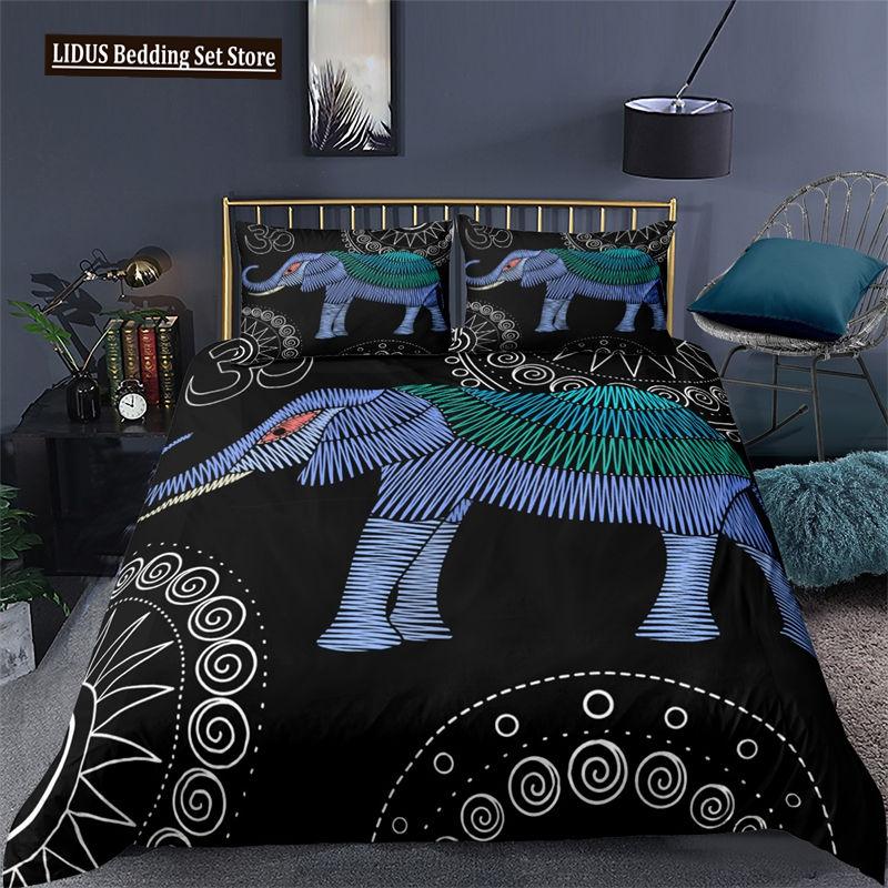 Elephant Bedding Sets Boho Style Luxury 3D Print For Kids Adults Teens Ganesha Duvet Cover Set Queen Size Polyester Bedding Set
