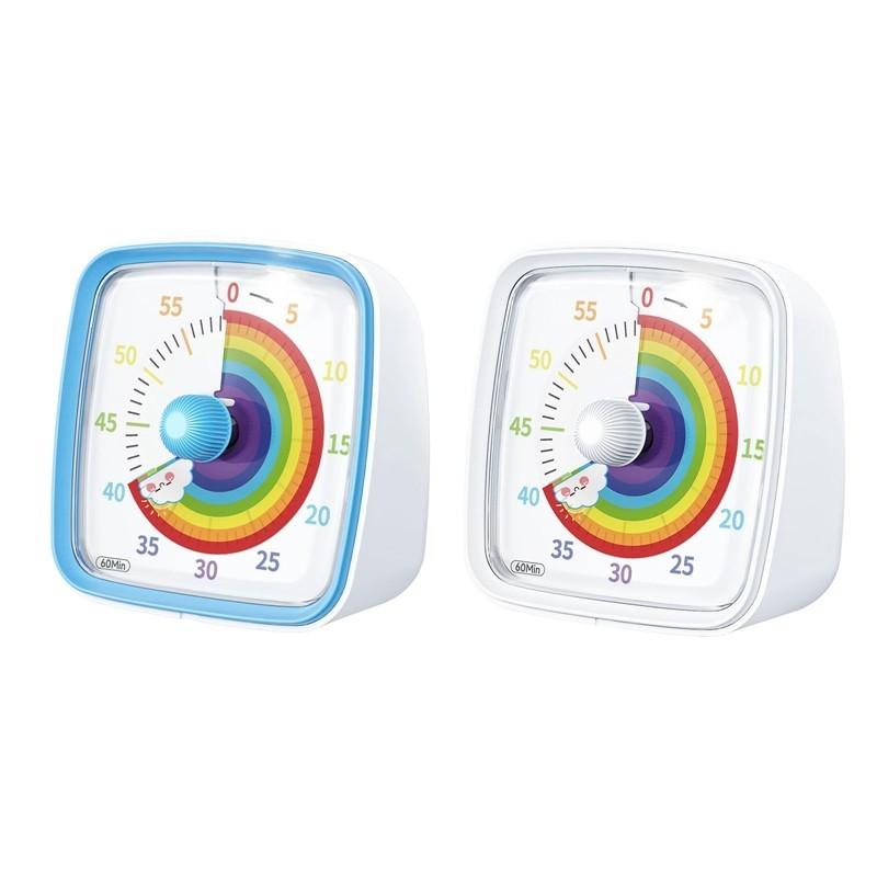 60-minuters visuell timer med nattlampa, bärbar praktisk nedräkningstimer, Pomodoro-timer med regnbågsmönster