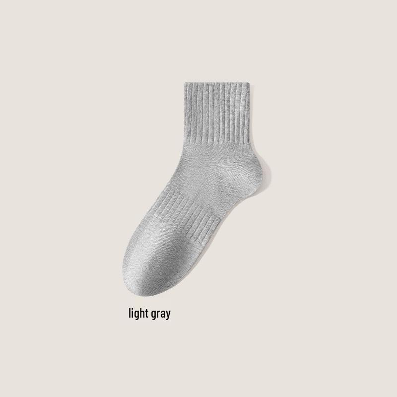 Men's Versatile Mid-Calf Cotton Socks - Sweat-Absorbing, Antibacterial, Odor-Resistant, Solid Color, Ideal for Autumn and Winter, Business Style.