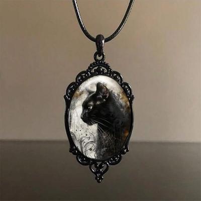 Kolye Gotik Siyah Kedi Seti, Kolye