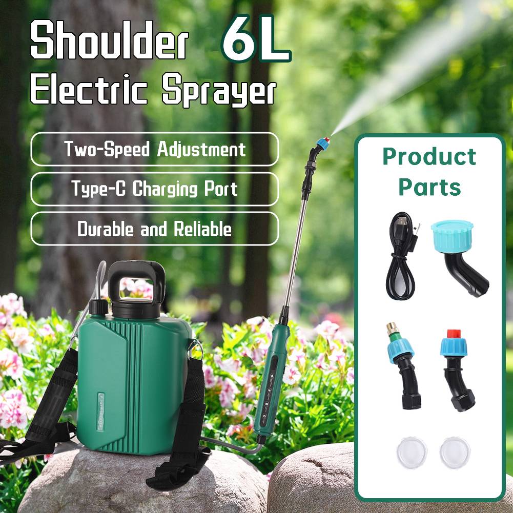 6L Shoulder Electric Sprayer with 3 Mist Nozzles Rechargeable Powerful Electric Sprayer with Shoulder Strap for Yard Lawn Garden