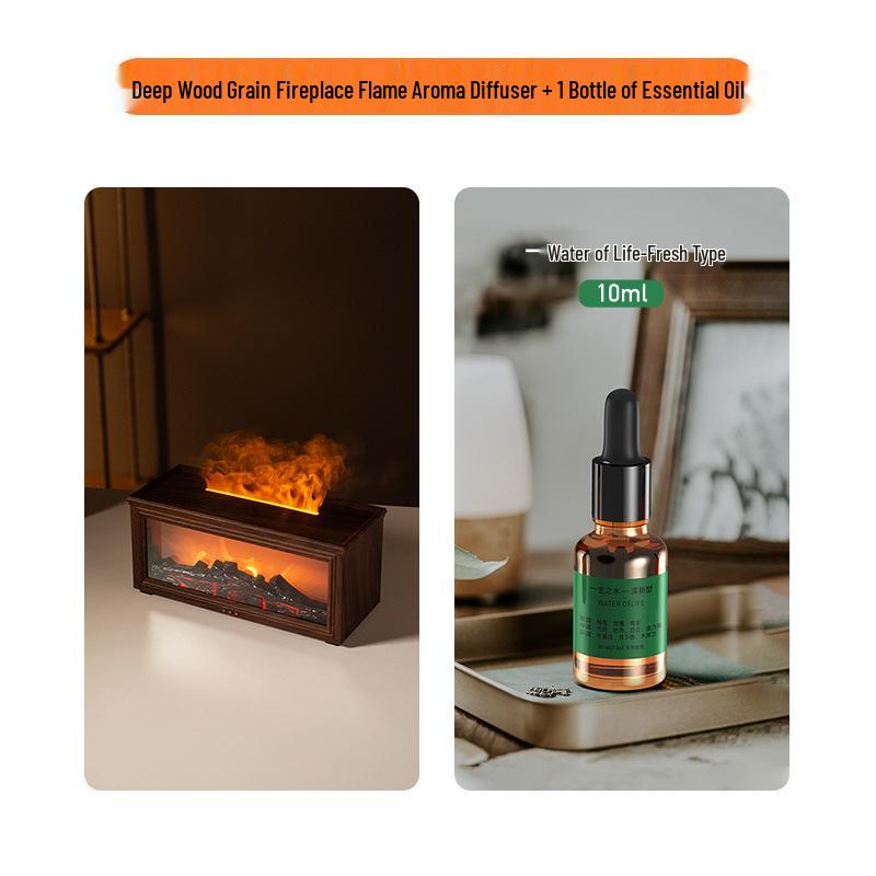 3D Aroma Diffuser & Fireplace Humidifier with Remote Control - Seven-Color LED Display