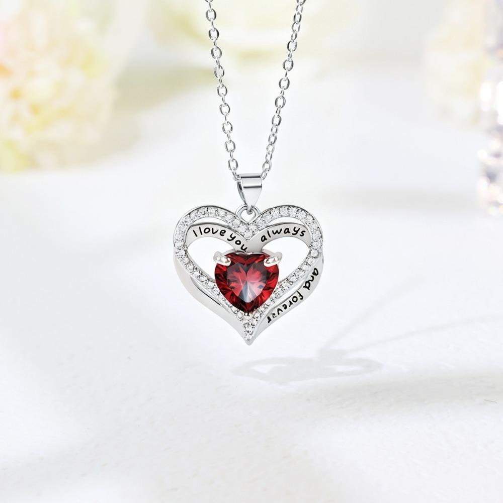 Heart Shaped Diamond Pendant Fashion Copper Plated Necklace Jewelry Accessories for Women