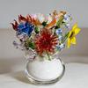 Yousheng Mini Glass Flower Figurine Handmade Faux Crystal Transparent Flower Bouquet Collectible Hand Blown Table Ornament for Mother's Day Birthday