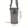 Black outdoor crossbody storage net bag water cup cover protective cover grid milk tea kettle universal thermos cup one piece