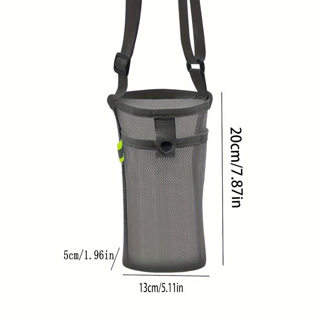 Black outdoor crossbody storage net bag water cup cover protective cover grid milk tea kettle universal thermos cup one piece