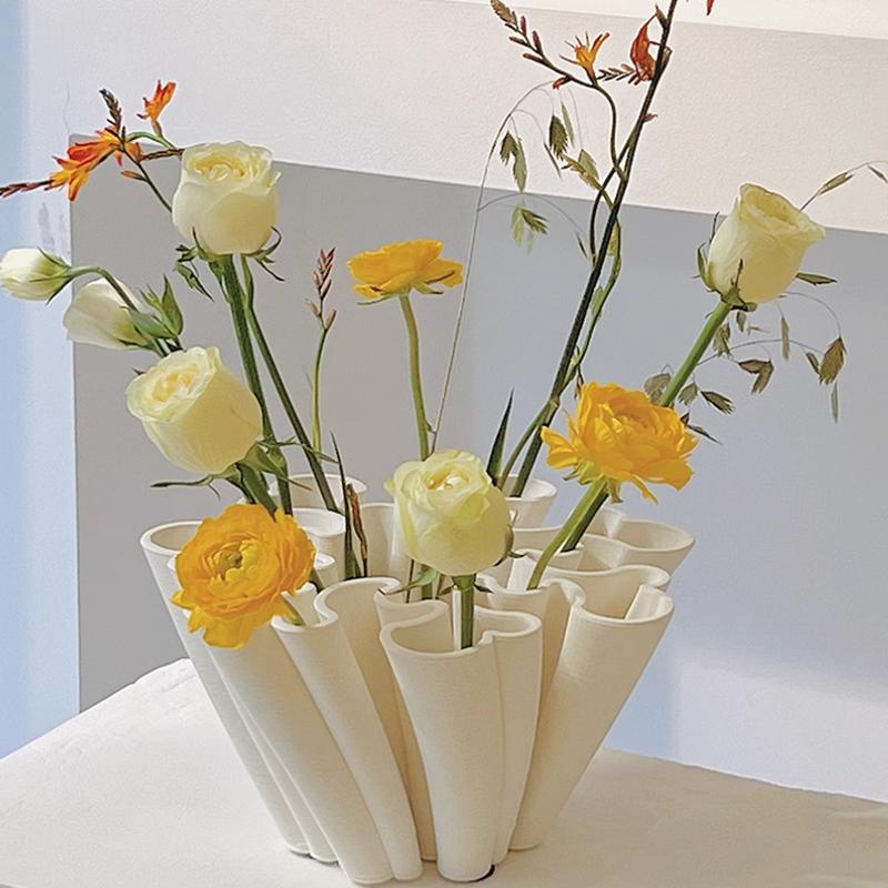 3D Printed Ceramic Vase, Nordic Home Design, Flower Pot, Living Room and Dining Table Decoration, Flower Arrangement Container