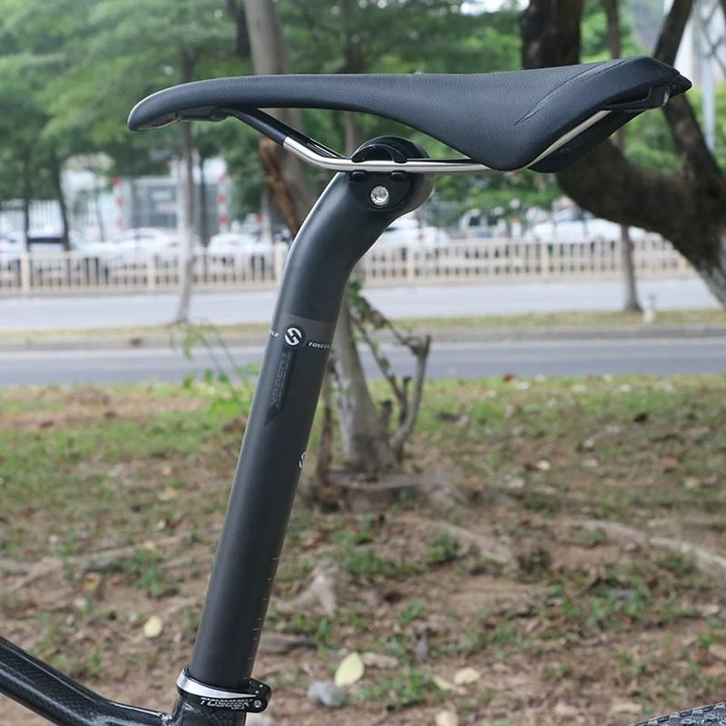 TOSEEK Full Carbon Fiber Bicycle Seatpost Round Head 30.8mm X 400mm / 350mm Matte Gray