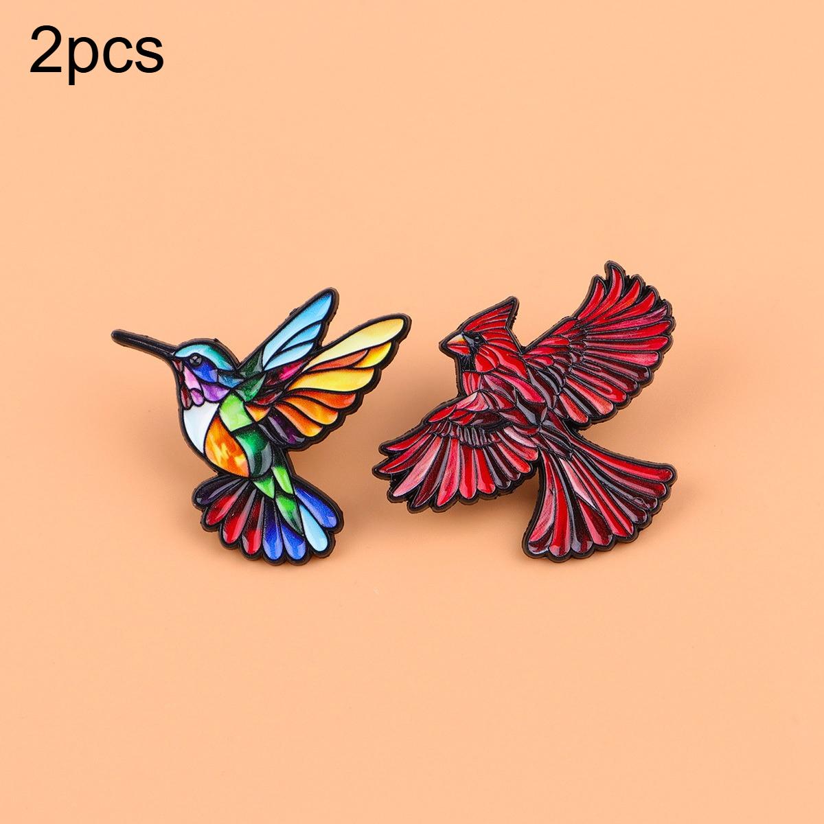 

[Briefcase Badges] 2pcs/set Cute Hummingbird Enamel Lapel Pins | Cartoon Brooch for Backpacks Clothes Accessories Fashion Gifts Mixed Color