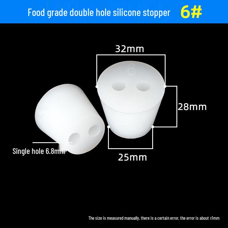 Hole-Punched Food Grade Silicone Stopper for Test Tubes, Bottles, and Water Pipes.