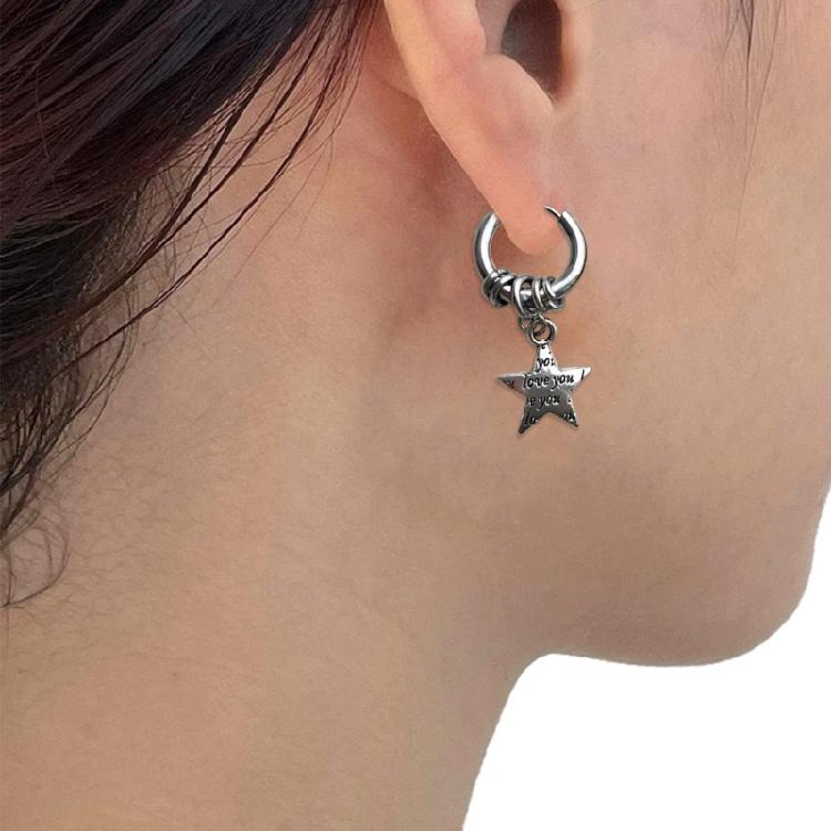 Creative Punk Star Earings Unisex Ear Jewelry Drop Earrings Star Hoop Earrings