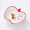 Ceramic Jewelry Dish for Women Small Fruit Shaped Trinket Tray with Ruffle Trim Desktop