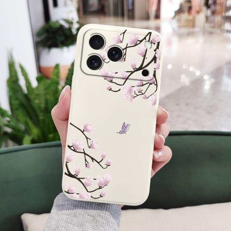 Flower Branch Dance Phone Case For iPhone 17 Air 16 16e 15 14 13 Pro Max Plus Mini Liquid Silicone Soft Cover