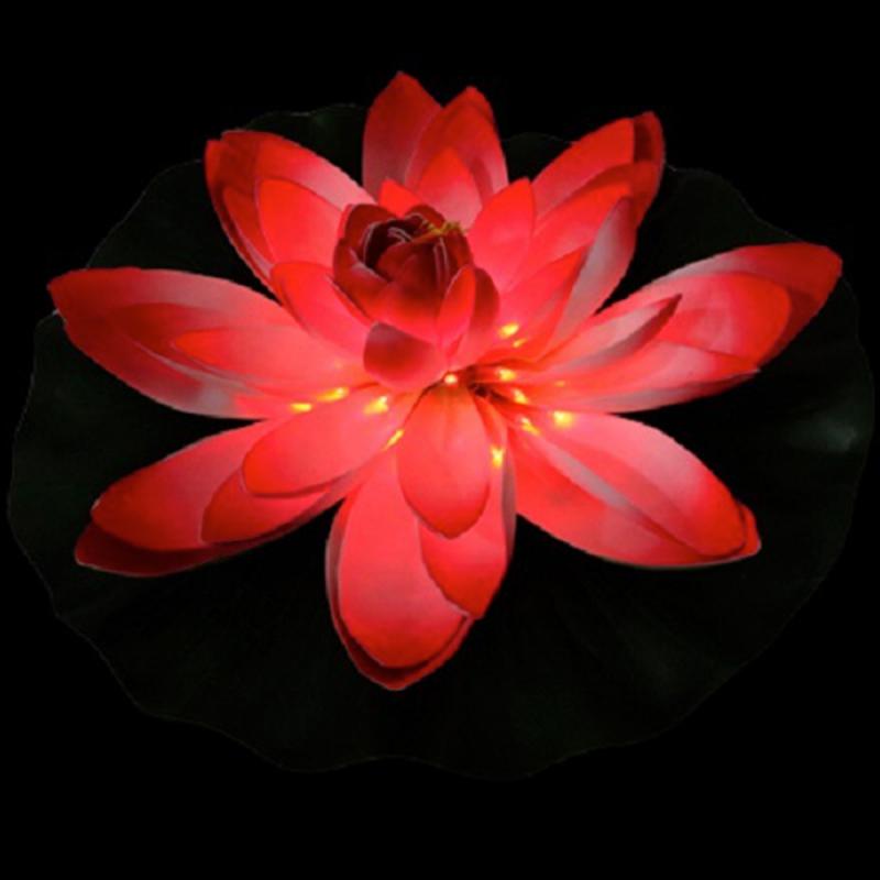 

Имитация водяной лилии, декор для бассейна с рыбками, аквариум с 2-слойными лепестками цветов, листья водяной лилии, мини-фонтан на солнечной батарее, круглый красный