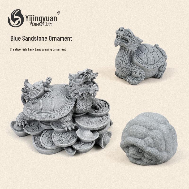 Statue de Bouddha en grès chinois - Décoration pour jardin intérieur et aquarium