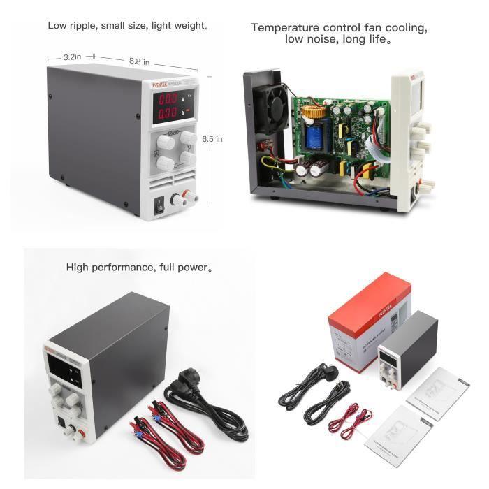 Alimentation DC Réglable de Laboratoire Stabilisée LED Affichage 0-30V/0-10 Amp