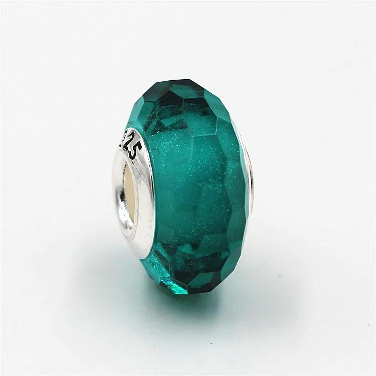 Copper Metal Green Collection Flower Four Leaf Clover Murano Glass Charm Bead Component Compatible With Bracelet High Quality Fine Jewelry Women Do