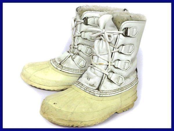 

Сделано в Канаде/Винтаж/SOREL/Кожаные зимние ботинки с внутренним вкладышем/WOS7/23.5-24.5/Белые/Высокий класс