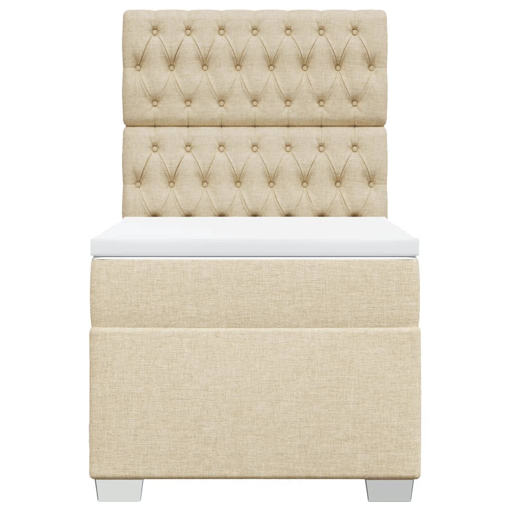Box Spring Bed with Mattress Cream 90 x 190 cm Fabric