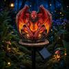 Automatic Solar Garden Stake Dragon Light, Outdoor Gothic Gargoyle Statue with Warm LED Lighting, Festive Dark Theme Decor Waterproof Resin Decorative