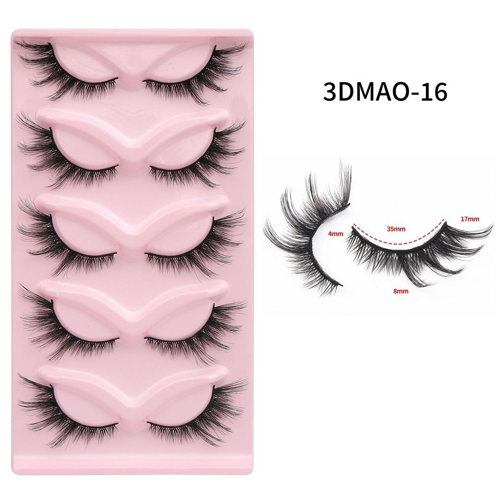 XF 5 Pairs Fox Eye Lashes 3D Silk Fluffy Faux Mink False Cat Eyelashes Custom Packaging Box with Private logo