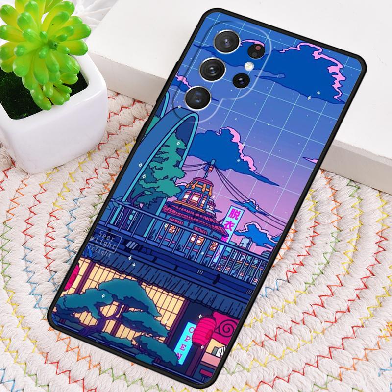Neon Village Bathhouse Night Silicone Phone Case For Samsung Galaxy note 10 pro S26 S25 S24 S23 S22 S21 Plus S25Ultra Capa Cover