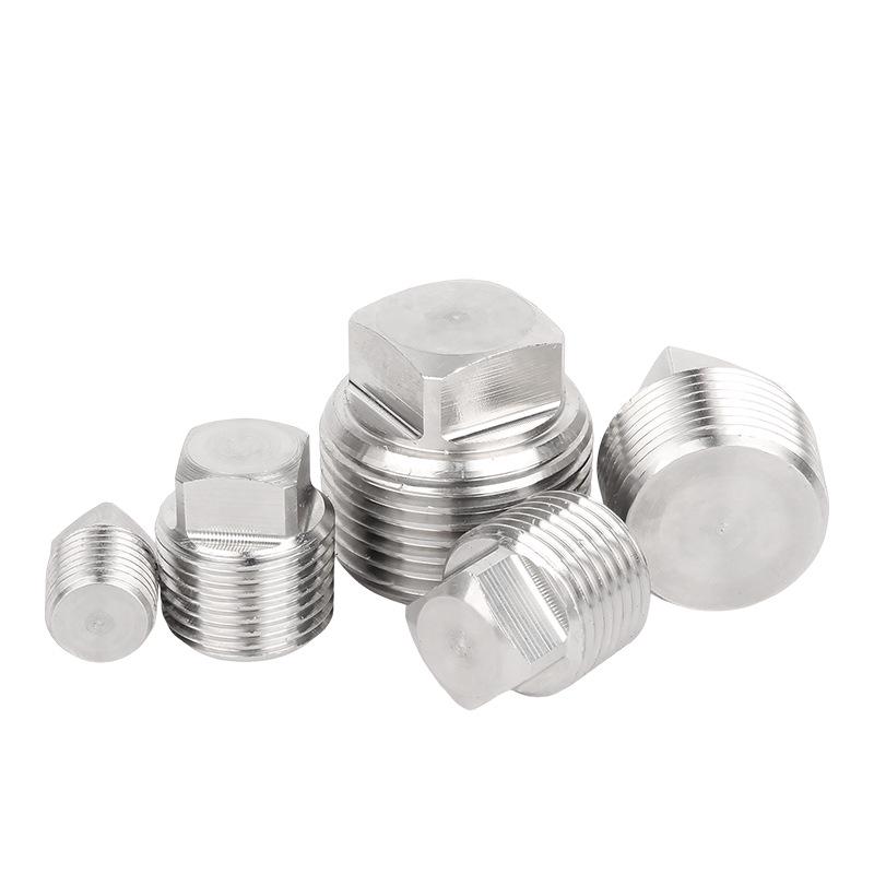 304 Stainless Steel Square Head Screw Plug Hose Barb Cap (ZG1/8 1/4 3/8 1/2 3/4 NPT Oil Plug)