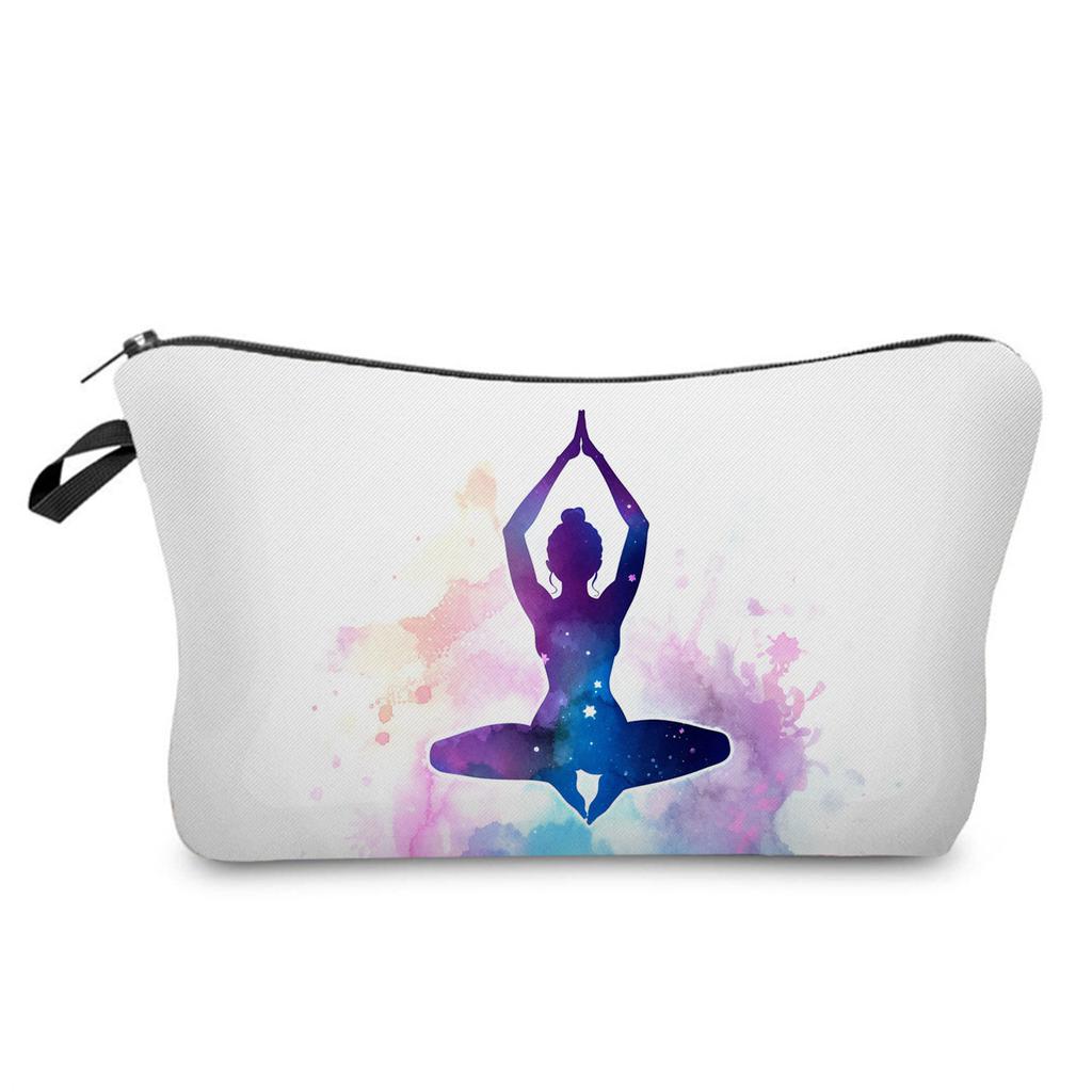 Women Yoga Girl Print Cosmetic Bag Toiletries Organize Travel Storage Case 6418
