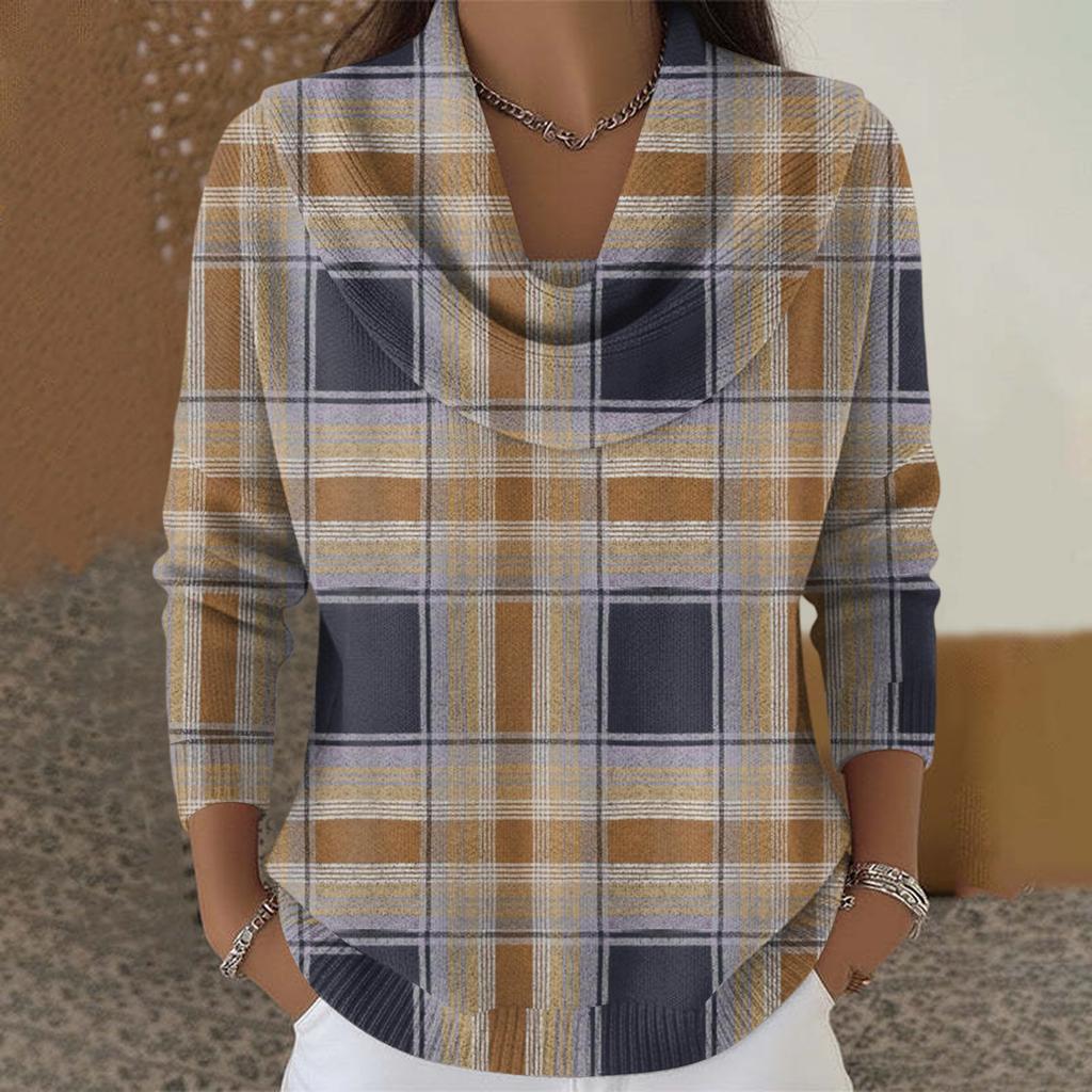 Dámský ležérní a módní svetr s dlouhým rukávem a potiskem, kulatým výstřihem