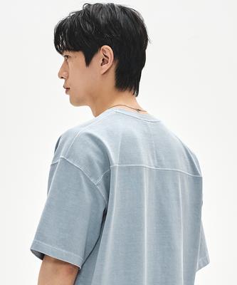 Sobeomeonteu 460G Cut Heavy Pigment T-Shirt - Dusty Blue Gray -