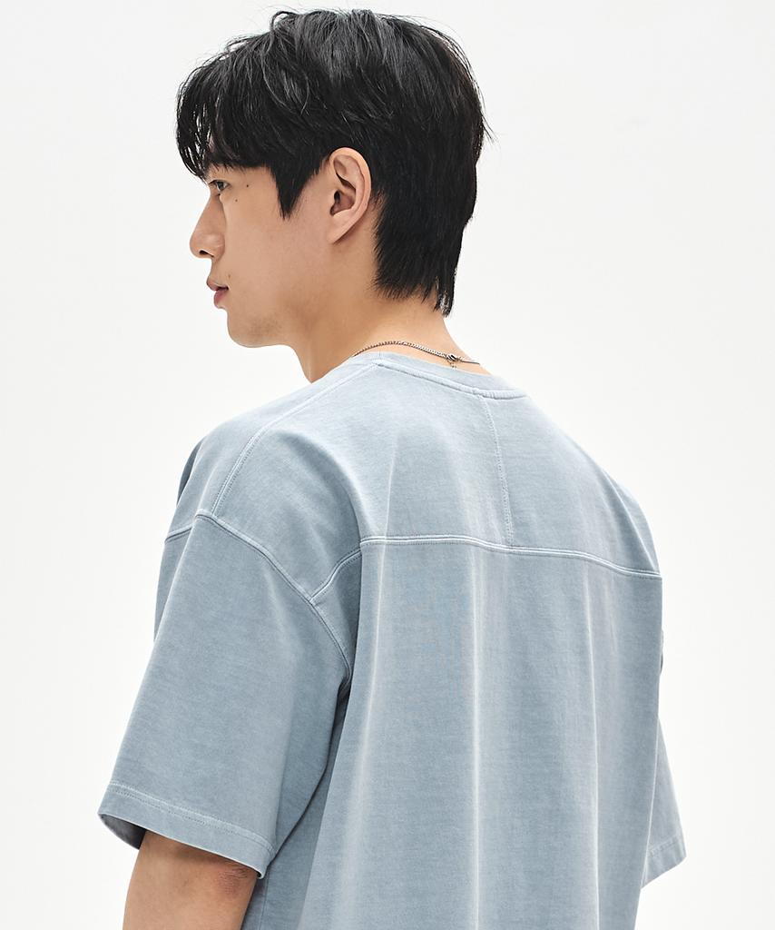 Sobeomeonteu 460G Cut Heavy Pigment T-Shirt - Dusty Blue Gray -