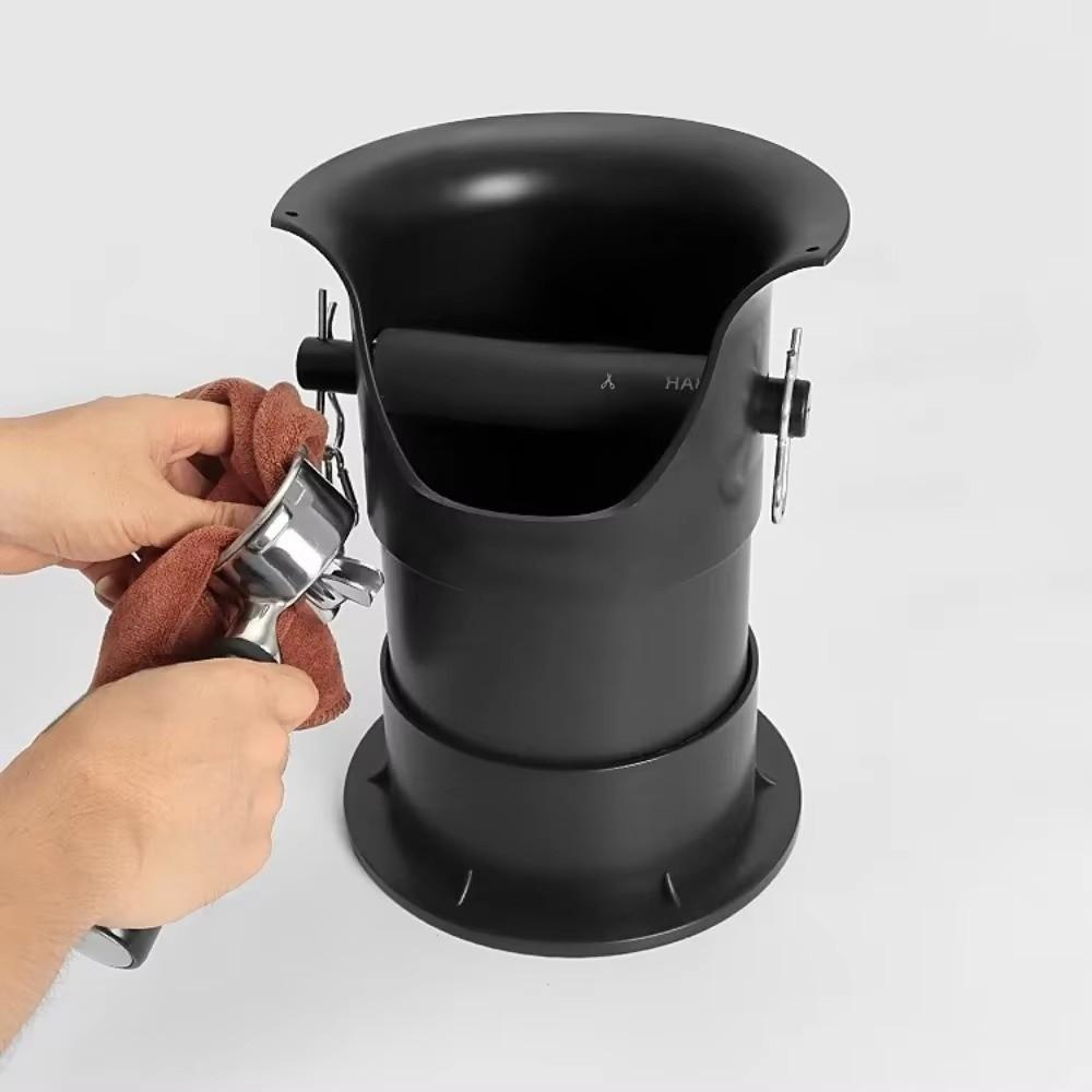 Anti Slip Powder Coffee Knock Box Beveled Residue Floor-mounted Dump Bin Bucket With Cleaning Cloth 30 x 23 cm