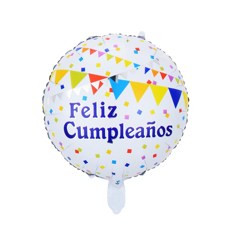18 Inch Spanish Happy Birthday Round Aluminum Film Balloon Spanish Birthday Party Decoration Balloon