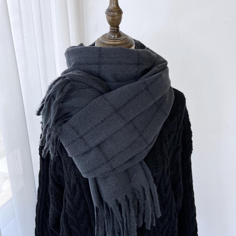 Korean Cashmere Retro Warm Shawl Scarf for Fashion Autumn Winter Men Women Versatile Tassel Scarves Classic Plaid Students Wrap