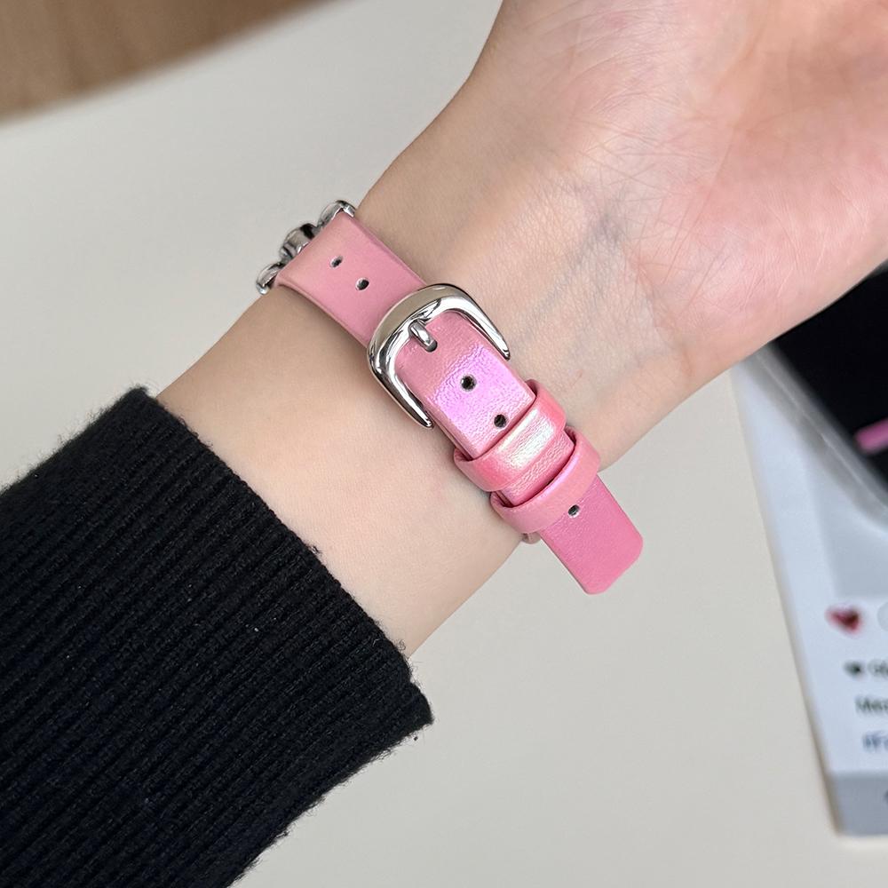 Watch Strap for Apple Watch Series 10 9 8 7 SE 6 5 4 3 2 1 42mm 41mm 40mm 38mm Leather Band Butterfly Joint Rhinestones Decor