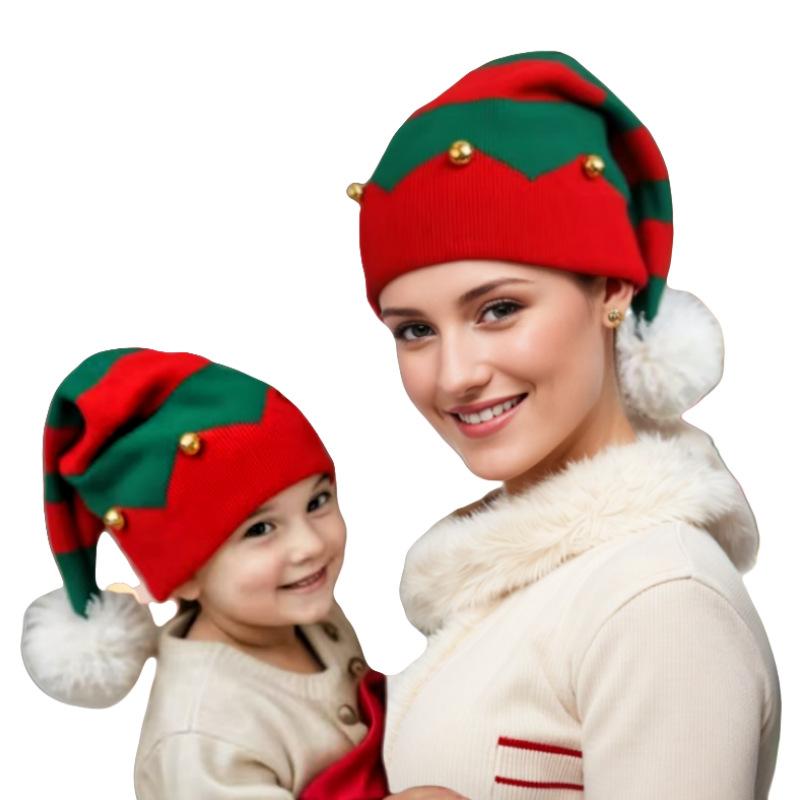 Cross-border winter mom baby parent-child knitted hat festive dress up Santa warm wool hat female Christmas