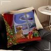 Winter Town Holiday Printable Christmas Tree Stitch Dragon Pillow Cover Sofa Cushion Cover Home Room Decoration Children Gift